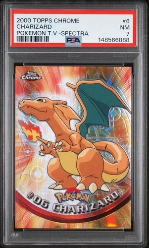 2000 TOPPS CHROME POKEMON T.V. SPECTRA #6 CHARIZARD PSA 7