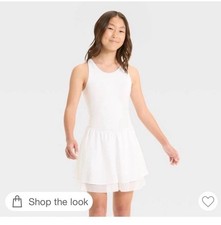 Girls' All in Motion Active Dress, Moisture Wicking, White/size small- NWT