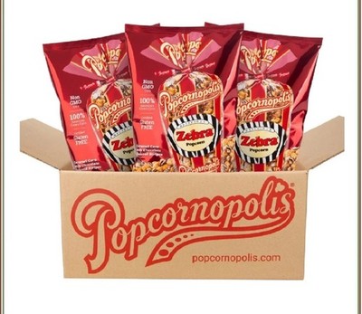 New Popcornopolis Zebra Popcorn, Holiday Sweet Popcorn Snack, 24 oz, 3-count