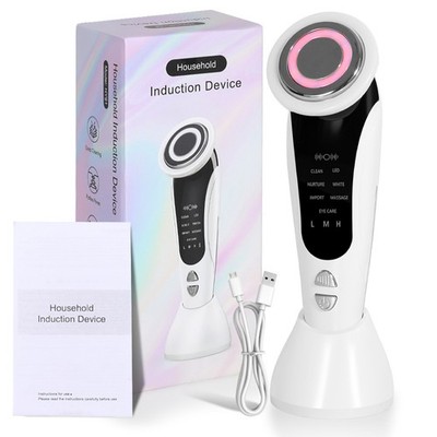 7 in 1 EMS Facial Massager Face Beauty Instrument with Vibration & Hot Compress