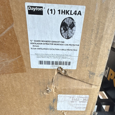 Dayton 1HKL4A 12'' Guard Mounted Exhaust Fan 1 Phase Model Dayton 1HKL4A 12 in