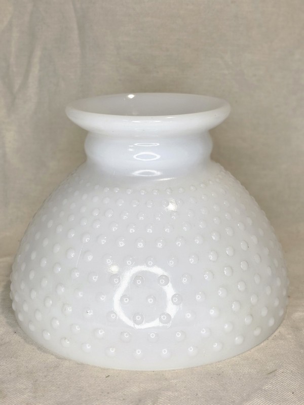 8" Vintage White Milk Glass Hobnail Hurricane Lamp Shade for Table or Hanging