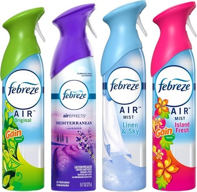 Febreze Air Freshener Odor Eliminator Spray, Assorted Scent 4 pack