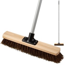 Mitclear 16IN Outdoor Garden Broom Heavy Duty with Long 40.6 CM, Grey 