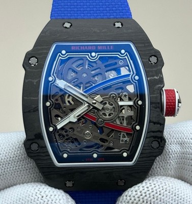 Richard Mille RM 67-02 Skeleton Blue Dial Auto Black Carbon Case Blue Strap