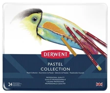 Pastel Art Set 24 Piece Derwent Collection Metal Tin Blendable Vibrant Colors