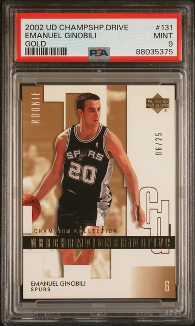 2002 UD Championship Drive Gold Manu Ginobili RC /25 PSA 9 Spurs HOF Rookie