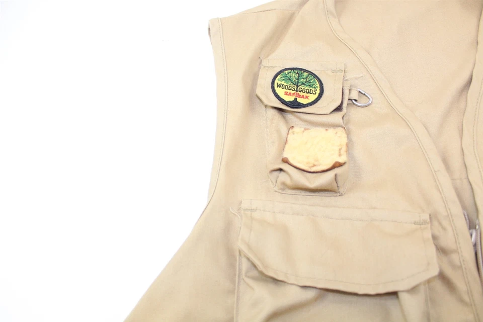 Chaleco de Pesca Coleccionable Color Caqui Talla Mediana/Grande de Woods Goods Vintage Foto 2 de 4