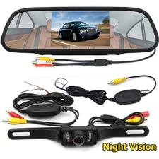 Wireless IR Waterproof Rear View Backup Camera + 4.3" Car TFT LCD Mirror Monitor