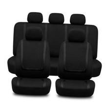 9PCS Car Seat Covers Full Set, Breathable Comfort Auto Front Rear Seat Black