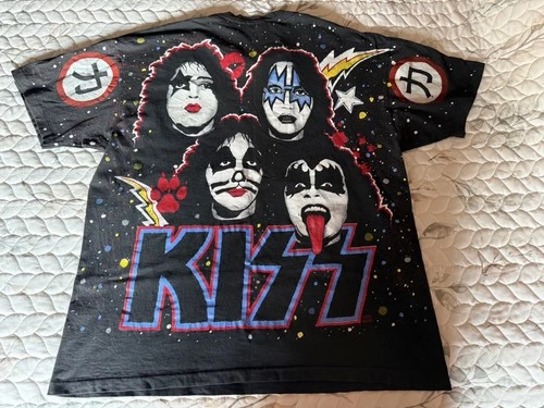 KISS All Over Print T-Shirt Hanes Ultraweight X 1990s vintage concert t-shirt, vintage, size XL, single stitch, B+ condition
