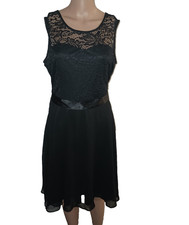 BeryLOVE Black Lace Sleeveless Elegant V-Neck Dress Size L W011