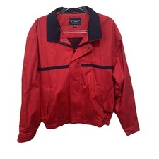 Roundtree Yorke Mens Medium Red Blue Snap Button Zip Up Windbreaker Jacket