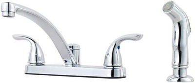 Pfirst Chrome Kitchen Faucet with Spray - Dual Handle Design G1358000