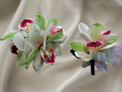 Hand Made wrist Corsage and boutonniere Set