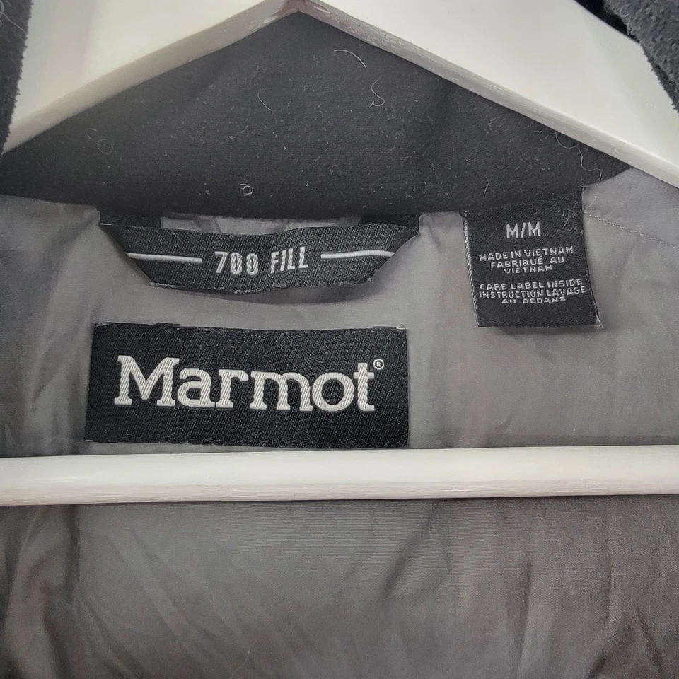 Marmot Vest Mens Medium Gray Quilted 700 Fill Duck Down Full Zip Puffer Jacket - Image 4 of 4