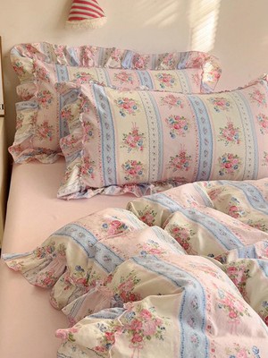 4-teiliges Bettwäsche-Set mit Blumenspitze weiche & bequeme Schlafzimmerwäsche für Schlafzimmer Schlafsaal
