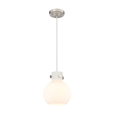 Innovations Newton Sphere 1-Lt 8'' Cord Pendant, SN/MWG - 410-1PS-SN-G410-8WH