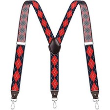 Suspenders for Men, Adjustable Suspenders with Elastic Straps Y-Back Red