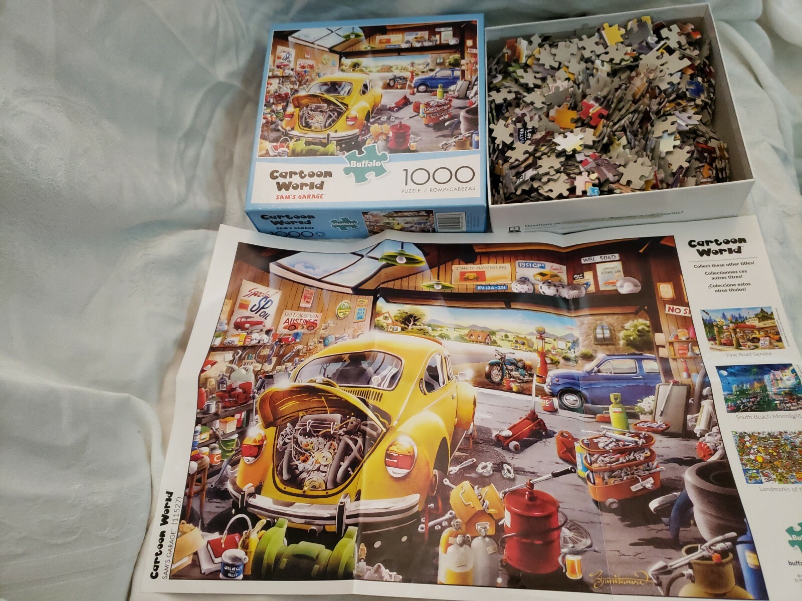 Cartoon World Puzzle Sams Garage Auto Repair VW Bug 1000 Pieces Buffalo