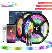 5M Flexible RGB Strip Lights with Bluetooth Remote Control (16.4 Ft)