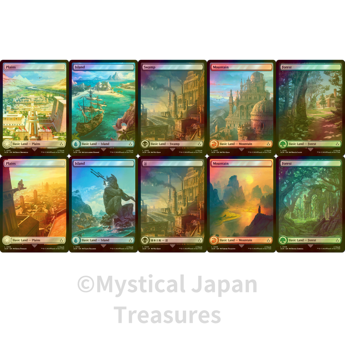 assassin's creed mtg art cards Assassin's Creed Full Art Lands Complete Set 10 Cards Land ACR MTG M/NM  FOIL
