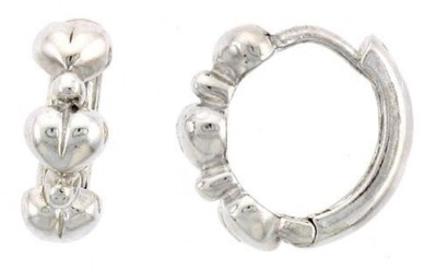 925 Sterling Silber Huggie Creolen Herz Kette Aretes Plata 1/2'' (13 mm)