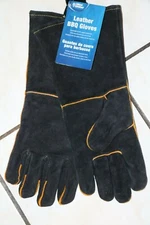 Blue Rhino Black Leather Gloves / Barbecue / Wood Stove /  Fireplace / Camping  
