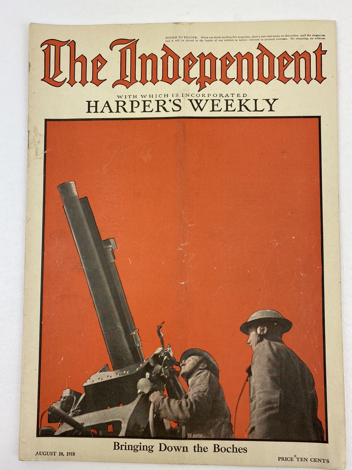 The independent harpers weekly Aug 10, 1918 world war 1 soldiers Army Navy-image