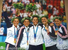 Mia Hamm Chastain Fawcett Foudy Lilly signed 2004 Olympic soccer 16x20 photo #91