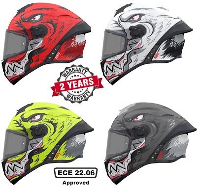 MT TARGO S TOBY FULL FACE ECE22.06 MOTORCYCLE HELMET WHITE GREY YELLOW RED