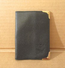 Vtg MCM Visetos Germany Black Leather Bi Billfold Wallet Small Booklet Protector