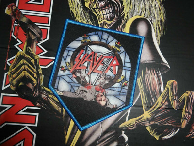Slayer Patch Shield Thrash Metal Battle Jacket Bathory Exodus Blue Border xxx