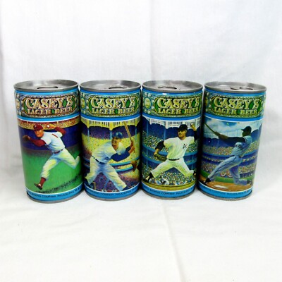 Vintage Baseball Casey's Beer Can Set NEW YORK YANKEES PHILLIES BROOKLYN DODGERS