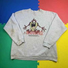 Vintage 90  s crewneck sweatshirt pullover Taz devil Warning 1997 Warner Bros L 