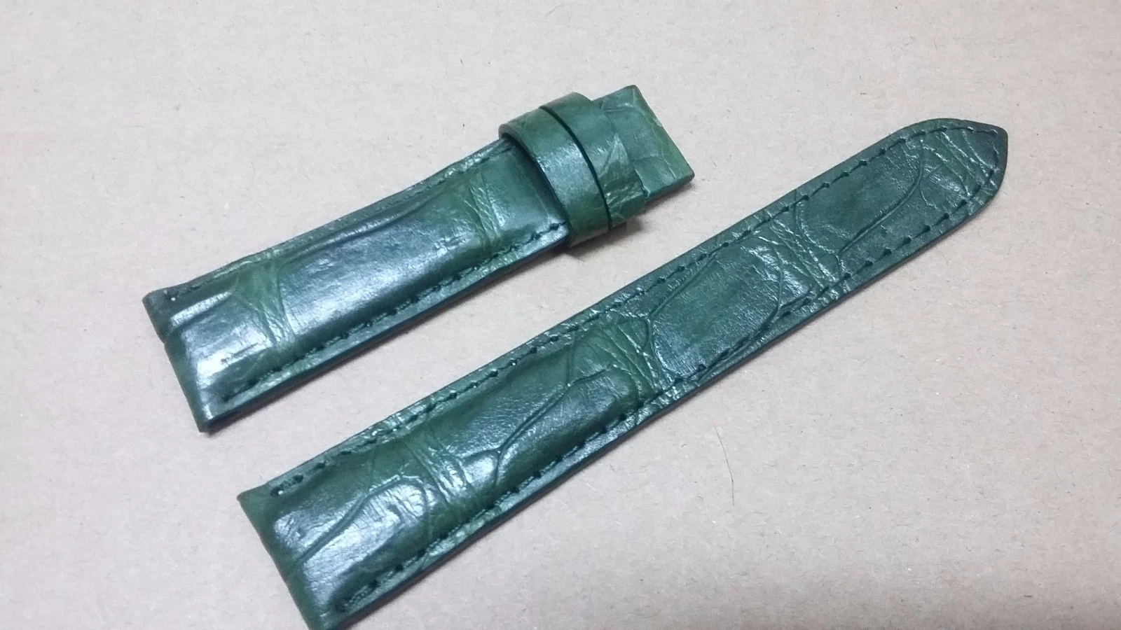 21mm/18mm Green Alligator Crocodile Embossed Leather Watch Strap Band
