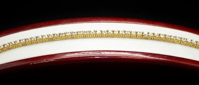 Tennisarmband Sterlingsilber goldfarben klare Edelsteine 7,0 Zoll #FMC564