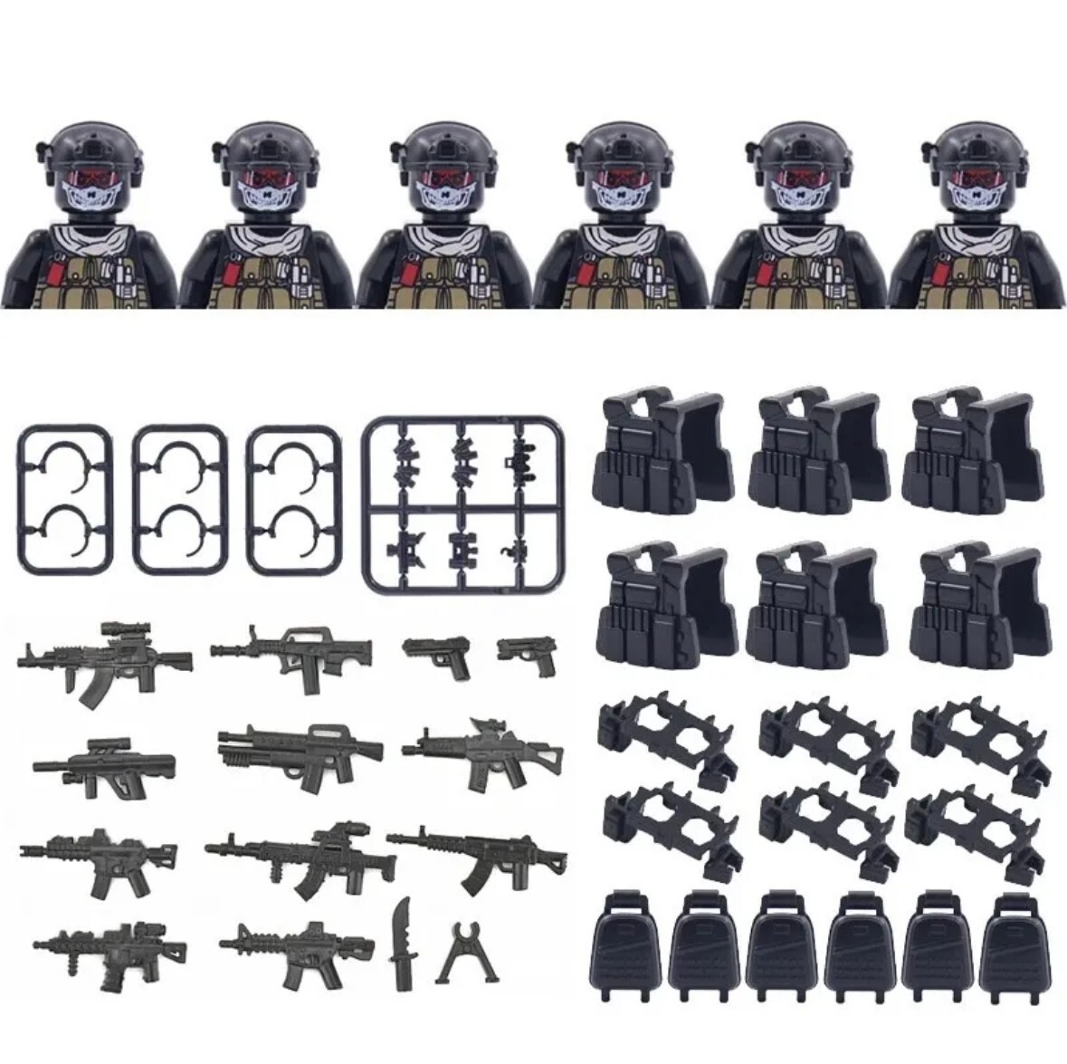 Custom Military Minifigures w/Accessories x6 Includes REAL LEGO Parts US  SHIP