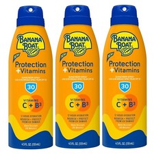 Banana Boat Protection and Vitamins Sunscreen Spray 4.5 oz SPF 30 3 Pack