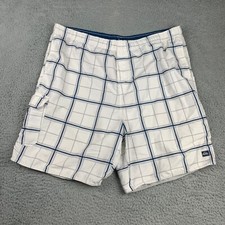 QuickSilver Board Shorts Mens 29 White Check Lined Bathing Suit Pockets Surf