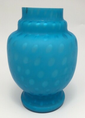 Antique Mr. Washington Webb? Blue Satin Poka Dot Vase