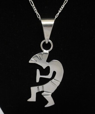 Kokopelli Tänzerin Sterlingsilber Anhänger Halskette Flöte Spaß Leben genießen Symbol