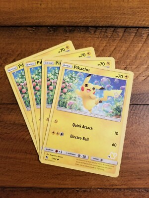 4X PIKACHU 19/68 Battle Academy Stamped Hidden Fates Pokemon Card