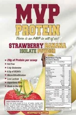 "MVP PROTEIN" "STRAWBERRY BANANA" WHEY ISOLATE PROTEIN POWDER- (28 Servings)