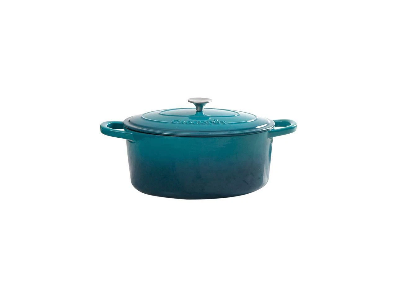 Crock-Pot 109475.02 Artisan 7 Quart Enameled Cast Iron Oval Dutch Oven in Teal O