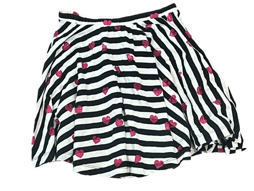 SONIA RYKIEL ENFANT GIRLS 6 WHITE BLACK STRIPE FLARE PULL ON SKIRT COTTON HEART - Picture 7 of 13