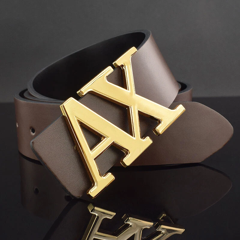 High quality designer belts men letter slide buckle genuine