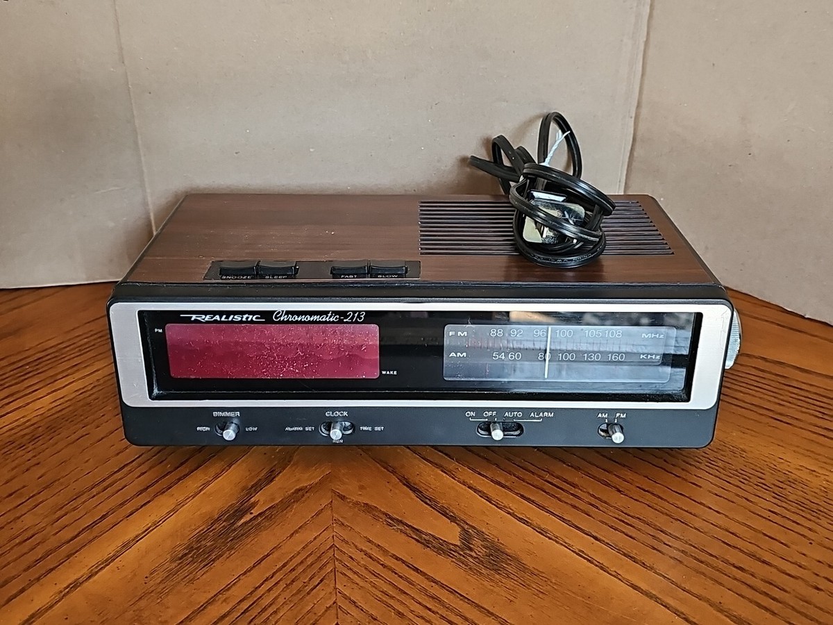 【中古】CORETORE SHAKER ブラック×ライム Realistic Chronomatic-213 Alarm Clock Radio Working Wood Grain | eBay