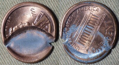 Error : 1999 Cent Mushroom Shaped Indent w/ Expanded Brocage IREC2658