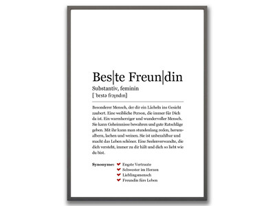 Bild Kunstdruck Deko Din A4 Definition Beste Freundin Geschenkidee Geburtstag